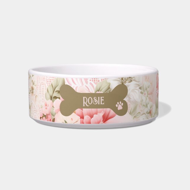 はにかみピンクの花 ボウル (正面)