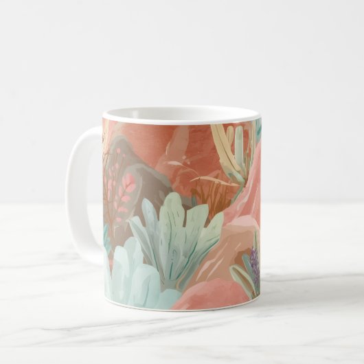 はにかみ砂漠の華開き 水彩の風景 コーヒーマグカップ (正面左)