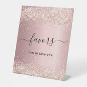 はにかんだような淡いピンクの紙吹雪パーティー・お土産 台座サイン (正面)