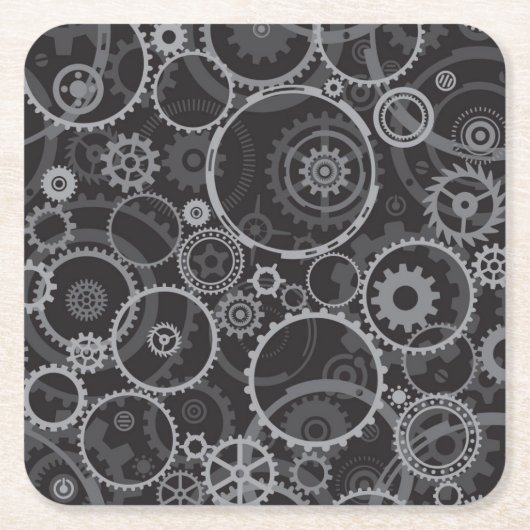 はめば歯車パターン スクエアペーパーコースター (正面)