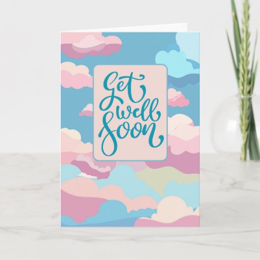 はやくよくなってね カラフルな雲 カード (正面)