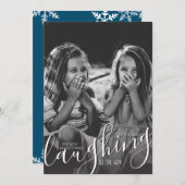 . .はるばる雪のかけらを笑う青いクリスマス シーズンカード (正面/裏面)