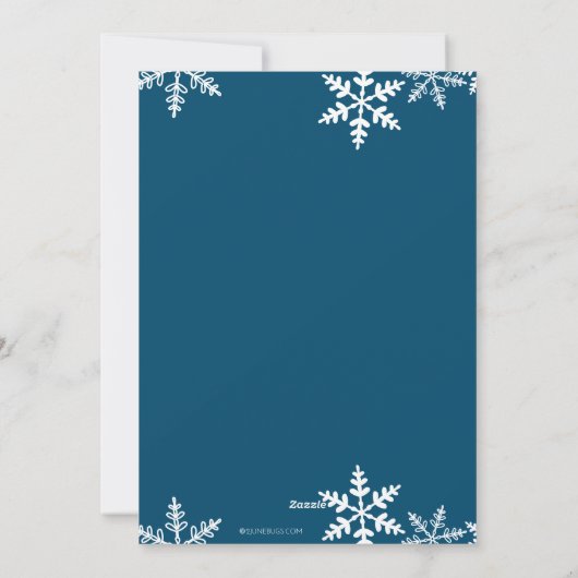 . .はるばる雪のかけらを笑う青いクリスマス シーズンカード (裏面)