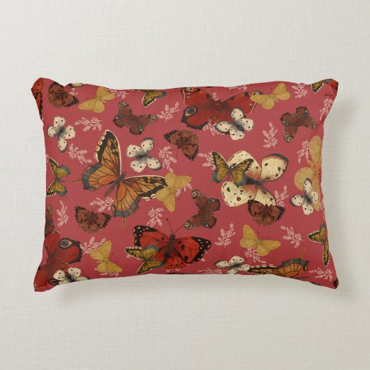 はんなり羽根 – ピンクの蝶模様 アクセントクッション (正面)