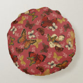 はんなり羽根 – ピンクの蝶模様 ラウンドクッション (裏面)