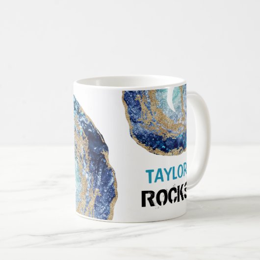 *~*は一流の石の濃紺のグリッターを個人化します コーヒーマグカップ (正面右)