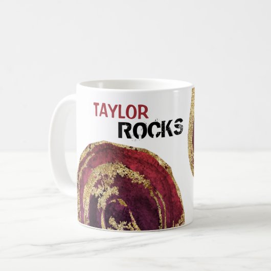 *~*は一流の石の瑪瑙の金ゴールドのグリッターを個人化します コーヒーマグカップ (正面左)