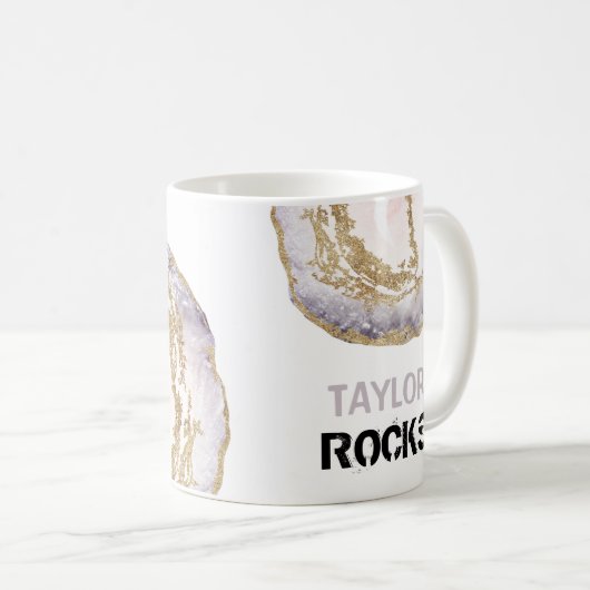 *~*は一流の石ピンクのパステルのグリッターを個人化します コーヒーマグカップ (正面右)