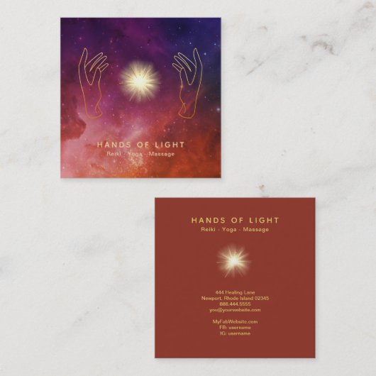 *~*は治療手の宇宙宇宙ライトを主演します スクエア名刺 (正面/裏面)