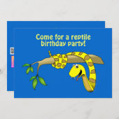 は虫にかわいい黄色い漫画のヘビ 招待状 (正面/裏面)