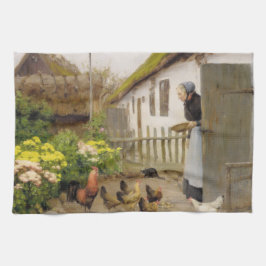 は食べ物を与えヘンズ（H.A.ブランデキルデ） キッチンタオル