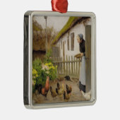 は食べ物を与えヘンズ（H.A.ブランデキルデ） メタルオーナメント (右)