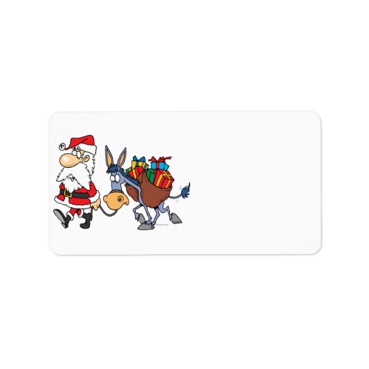 ばかげたサンタとクリスマスのロバ ラベル (正面)