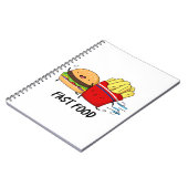 ばかげたファーストフードのユーモア - バーガーとフライポテトのしゃれ ノートブック (左側)