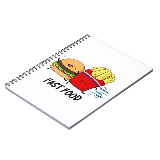 ばかげたファーストフードのユーモア - バーガーとフライポテトのしゃれ ノートブック (左側)