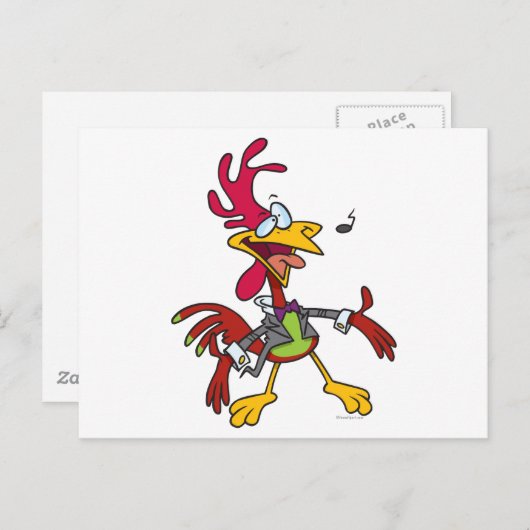 ばかげた歌を歌うニワトリの漫画 ポストカード (正面/裏面)