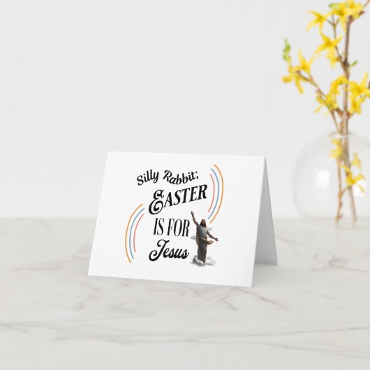 ばかたれウサギ;イースターはイエスのためだ カード (黄色い花)