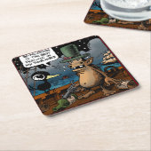 ばかなカラスがコースター飲になる スクエアペーパーコースター (アングル)