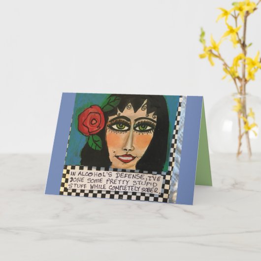 ばかばかしいお酒を飲んで、私は宣伝をしてきた カード (黄色い花)