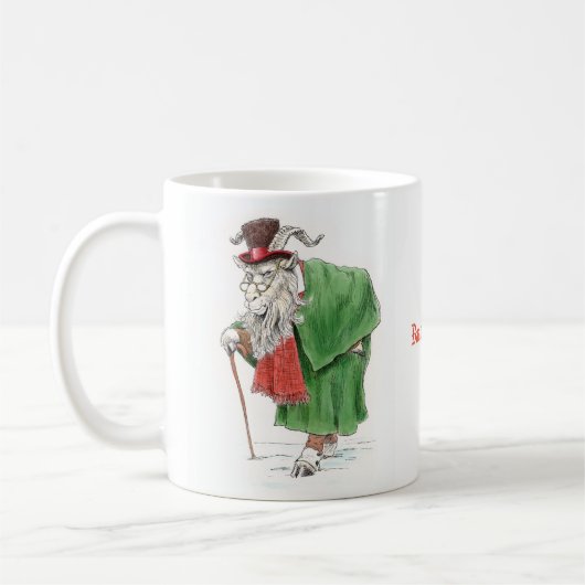 ばかばかしいBaaa! Ebeneezer Scroogeのヤギのマグ コーヒーマグカップ (左)