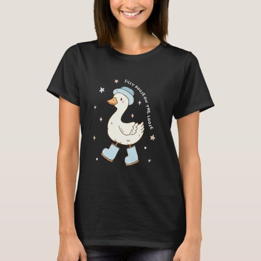 ばかガチョウ放し飼い、面白いばかガチョウのミーム Tシャツ (正面)