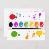 (ばちゃばちゃ)跳ねるが付いているペンキ箱 ポストカード (正面/裏面)