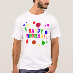 (ばちゃばちゃ)跳ねるのペンキのTシャツの誕生日 Tシャツ
