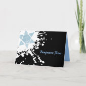 （ばちゃばちゃ）跳ねるの星のバーのバルミツワーの青いサンキューカード ノートカード (正面)