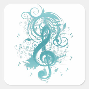 (ばちゃばちゃ)跳ねるの渦巻の美しくクールな音楽ノート スクエアシール