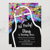 (ばちゃばちゃ)跳ねるア絵画ートエプロンアートバースデーパーティー 招待状 (正面/裏面)