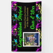 （ばちゃばちゃ）跳ねるカラフルアートフォト卒業バナーの看板 横断幕 (縦)