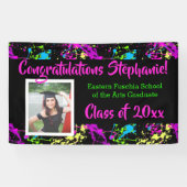 (ばちゃばちゃ)跳ねるカラフルアートフォト卒業バナーの看板 横断幕 (横)