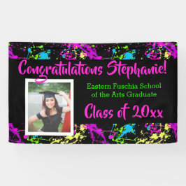 (ばちゃばちゃ)跳ねるカラフルアートフォト卒業バナーの看板 横断幕