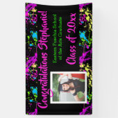 （ばちゃばちゃ）跳ねるカラフルアートフォト卒業バナーの看板 横断幕 (縦)