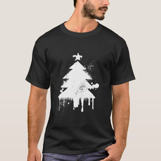 （ばちゃばちゃ）跳ねるクリスマスツリーアート絵を描（ばちゃばちゃ）跳ねるホリデイ Tシャツ (正面)