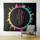 (ばちゃばちゃ)跳ねるグラデーションSweet sixteen16フォトオプショナルバックドロップ タペストリー (インサイチュ(横))