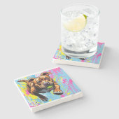 （ばちゃばちゃ）跳ねるコ絵を描アスター ストーンコースター (横)