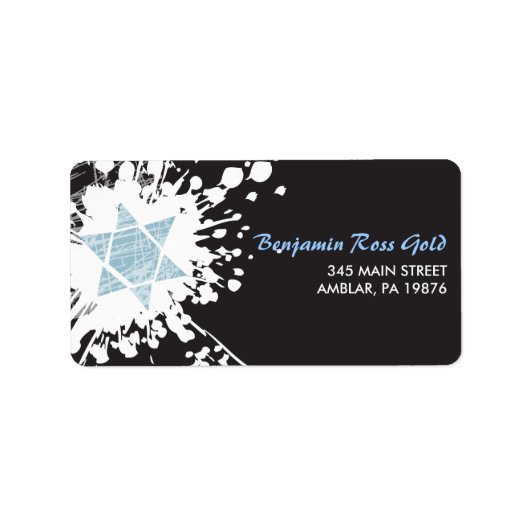 (ばちゃばちゃ)跳ねるスターバルミツワープリント独自のテーブル ラベル (正面)