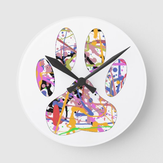 (ばちゃばちゃ)跳ねるドッグポー印刷 ラウンド壁時計 (正面)