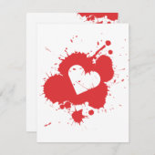 （ばちゃばちゃ）跳ねるハート結婚招待状テンプレート2 招待状 (正面/裏面)