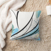 （ばちゃばちゃ）跳ねるブルーホワイトブラックライン クッション (ブランケット)