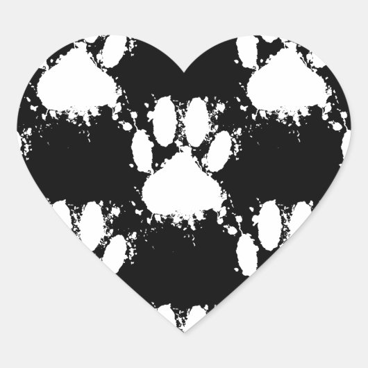 (ばちゃばちゃ)跳ねる付き白犬ポーパタ絵を描ン ハートシール (正面)