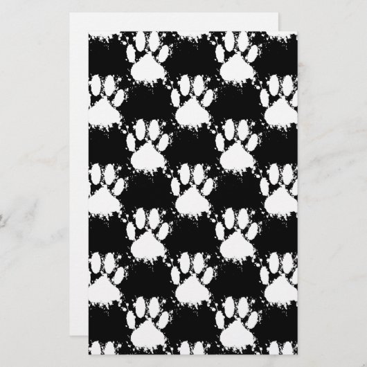 (ばちゃばちゃ)跳ねる付き白犬ポーパタ絵を描ン 便箋 (正面/裏面)