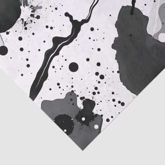 （ばちゃばちゃ）跳ねる付き白黒の流体インクパターン 薄葉紙 (詳細)