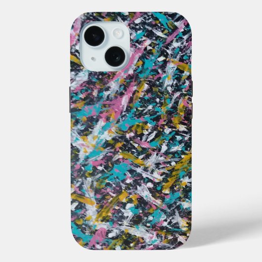 （ばちゃばちゃ）跳ねる抽象芸術(黒と色数々の) Case-Mate iPhoneケース (裏面)