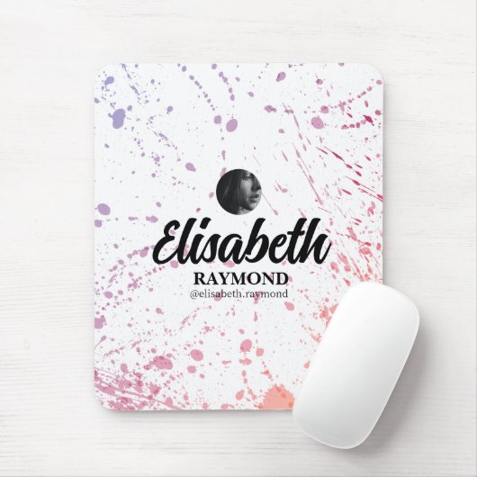 （ばちゃばちゃ）跳ねる水彩写真と名前 マウスパッド (マウス)