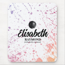 （ばちゃばちゃ）跳ねる水彩写真と名前 マウスパッド
