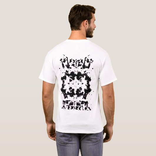 (ばちゃばちゃ)跳ねる白黒メンズTシャツ Tシャツ (裏面フル)