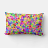 (ばちゃばちゃ)跳ねる絵を描の明るい色の背景に虹 ランバークッション (裏面)