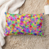 (ばちゃばちゃ)跳ねる絵を描の明るい色の背景に虹 ランバークッション (ブランケット)